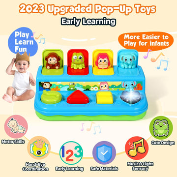 Baccow Baby Toys 6-18 Months, Music Light Pop Up Toys For Toddlers 1-3 Years Old Boys Girls Gifts, Cause And Effect Interactive Animal Montessori Early Learning Infant Toys