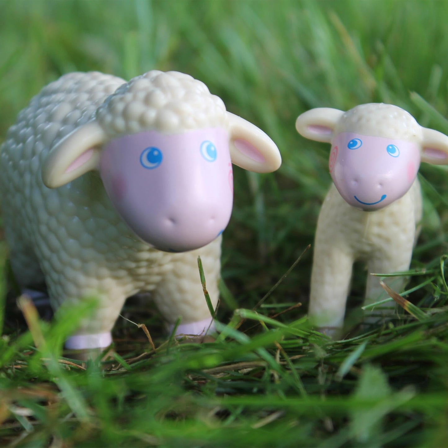 HABA Little Friends Sheep Figure - 3.5" Farm Animal Toy - Multi-Color, Plastic, Model 302984