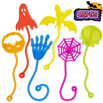 Halloween Sticky Hands Bulk 42PCS Halloween Party Favors for Kids Stretchy Halloween Sticky Hand Toy Halloween Goodie Bag Filler