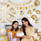 18Th Birthday Decorations Sand White Gold,18Th Birthday Balloons Beige Gold,Happy 18Th Birthday Banner With Cake Toppers Number