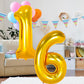 Large Gold 16 Balloon Number, 42 Inch 16Th Birthday Decorations, Foil Mylar Big Helium Numbers Balloons For Birthday Anniversary