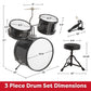 Kids Drum Set - 3-Piece Drum Kit With Cymbal, 2 Toms, Bass Drum And Pedal, Drumsticks, And Throne - Beginner Musical Instruments