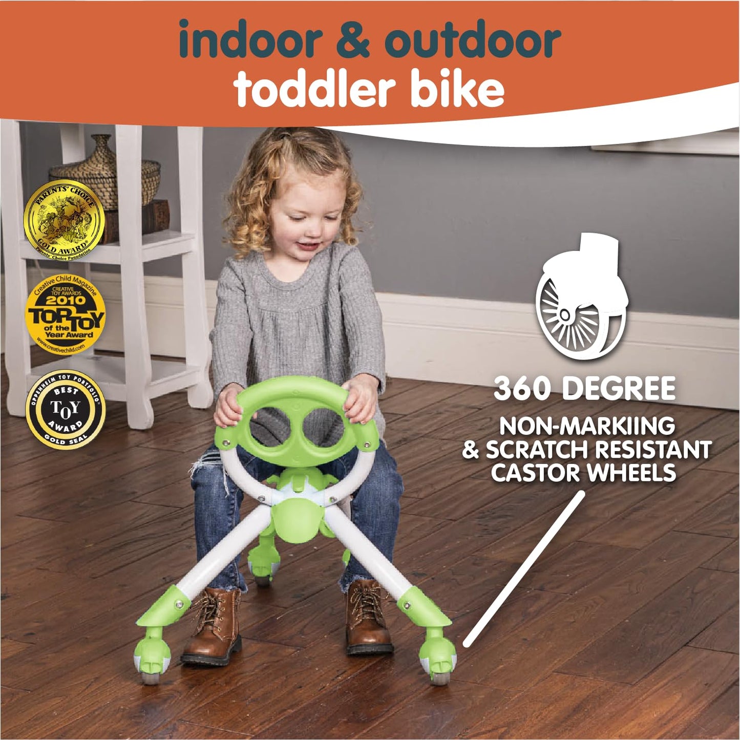 YBIKE Pewi Elite Ride-On Toy Bike, Green, One Size, Model YPIW6