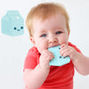 Nuby All Silicone Milk Carton Teether, 1 Pack, 3+ Months, Safe Silicone, Colorful Design
