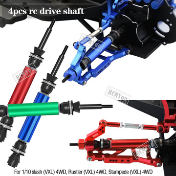 RCM-You RC Upgrade: Drive Shaft CVD Axles & Alloy Big Bore RC Shock Absorber Set for Slash, Rustler, Stampede, Hoss 4x4 VXL, Red