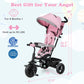 HONEY JOY Tricycle, Kids Trike Stroller w/Adjustable Push Handle & Canopy, Reversible Seat, Safety Belt, Folding Pedal, Cup Hold