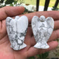 Fekuar Natural White Howlite Turquoise Guardian Angel Statue, Hand-Carved Healing Crystal Pocket Figurines Decoration 2 Inches