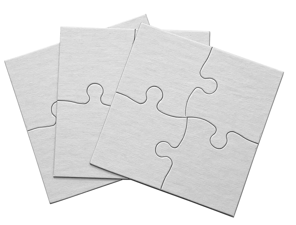 Inovart Lil' Ones 4 Piece Blank Puzzle  24 Puzzles Per Package, 4"x4", White