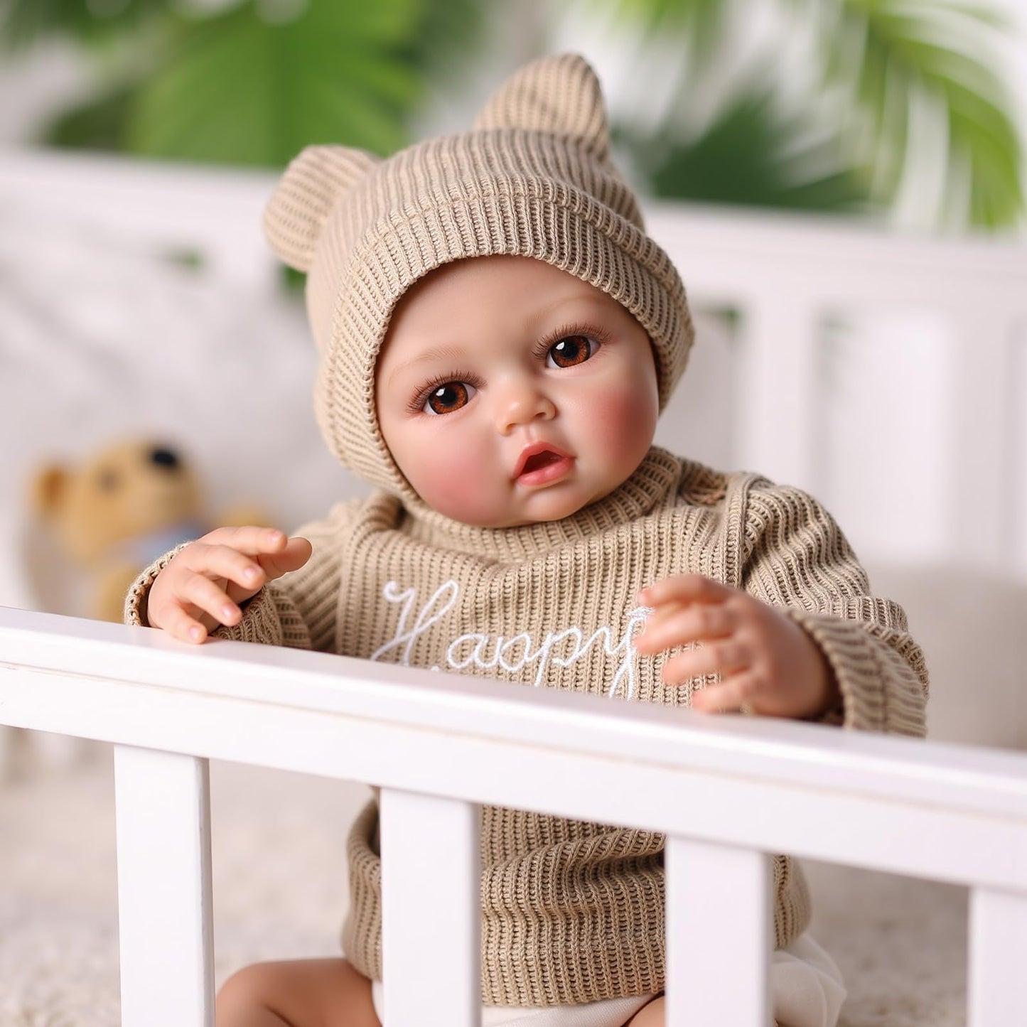 Babeside Reborn Baby Dolls, 17Inch Soft Cloth Body Realistic Baby Doll W/Painted Hair And Open Eye Reborn Toddler Doll For Girls