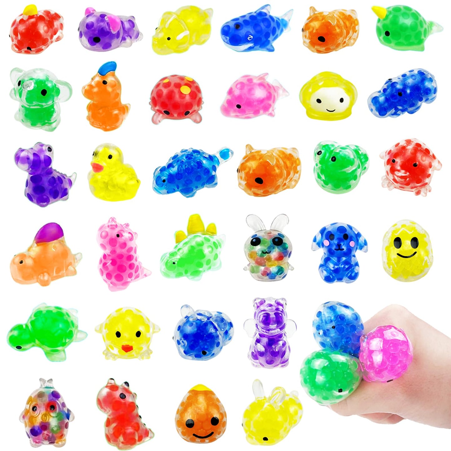 50Pcs Mini Stress Balls, Random Kawaii Squishies Bulk, Classroom Prizes, Party Favors, Birthday Gifts, Goodie Bag Stuffers,Easte