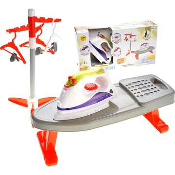 Powertrc Pretend Laundry Play Set Toy For Toddlers, Ironing Board Toy Set With Realistic Light & Sound Iron, Dryer, Hanger For K