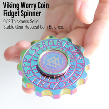 Freelove Viking Pirate Fidget Spinners For Adults, Heavy Metal Figette Spin, Premium Bearing, Silent Long Spinning, Small Gossip Desgin, Stainless Steel Rainbow
