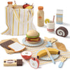 Lehoo Castle Play Food Sets for Kids Kitchen, Wooden Toys Food for Toddlers 1-3, Pretend Picnic Play Set, Cutting Food Toys, Gif