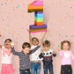 Rainbow Number Pinata for Girls Boys Birthday Foil Number Pinata with Blindfold Stick Confetti for Kids Birthday Anniversary Tie
