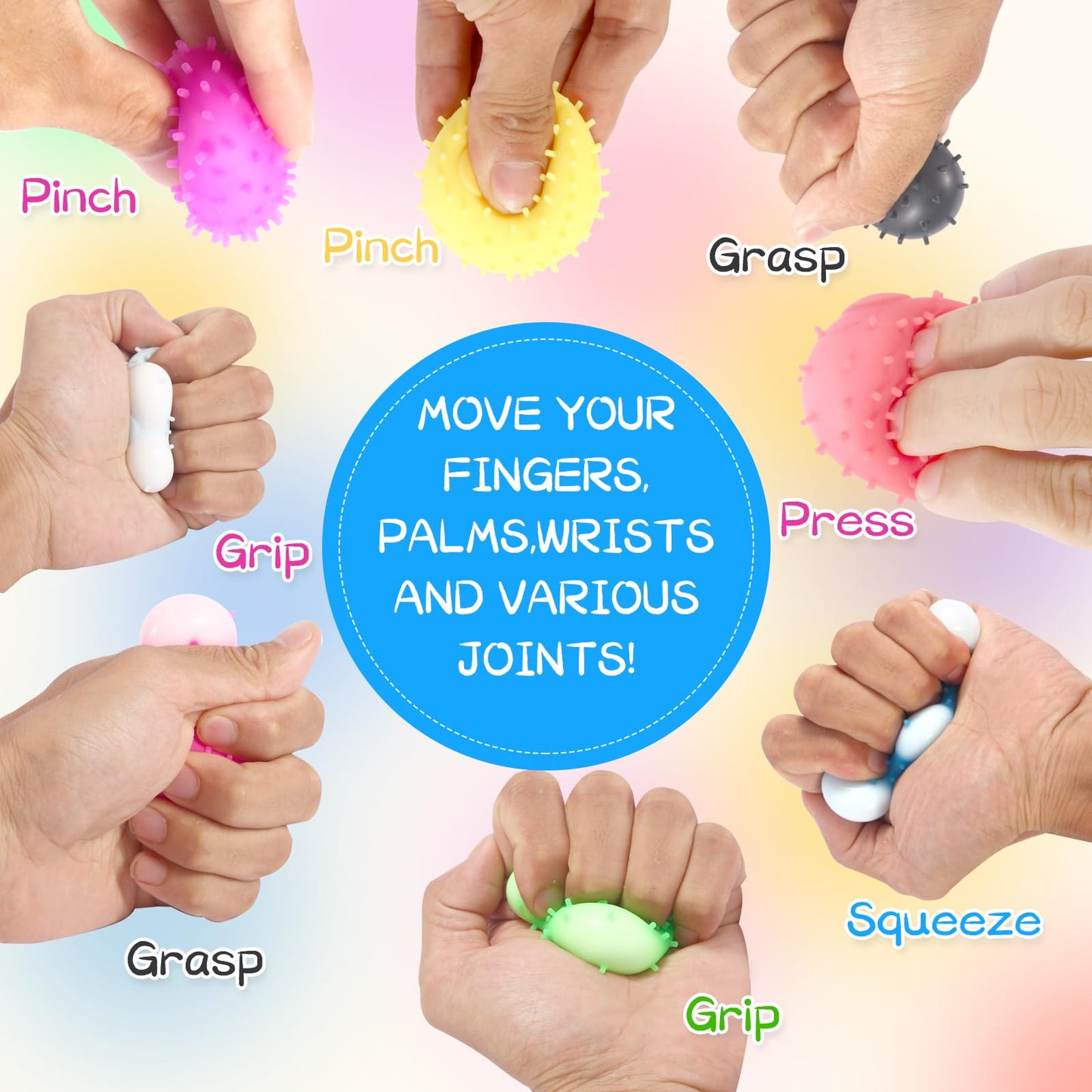 32 Pack Mini Spiky Stress Balls, Stretchy Fidget Toy For Anxiety Stress Relief, Pull Stretch Sensory Dough Soft Fidget Squishy T