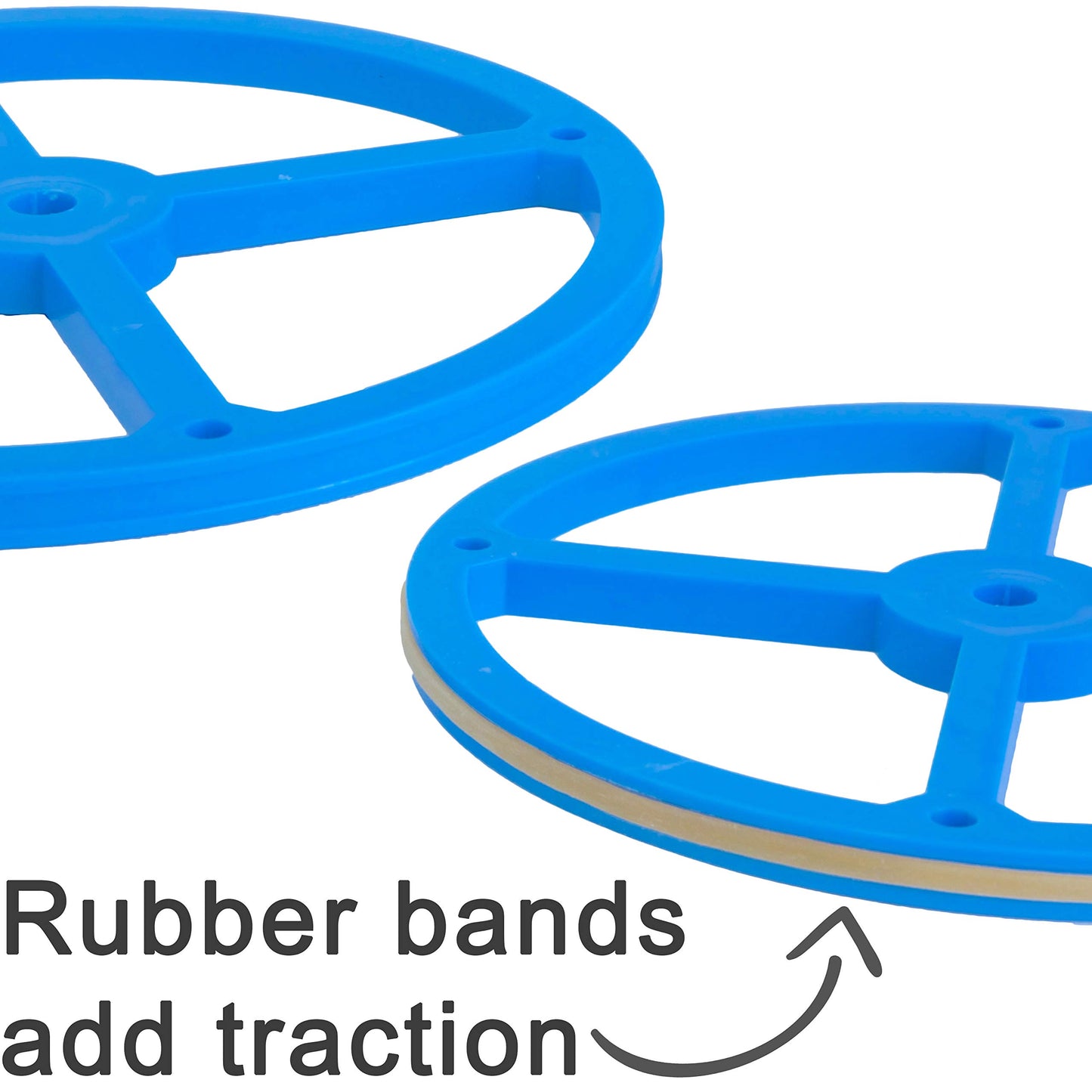 Large Plastic Project Wheels And Axles, For Mousetrap Car And Rubber Band Car Projects, 20 Wheels, 20 Rubber Bands, 10 Dowels