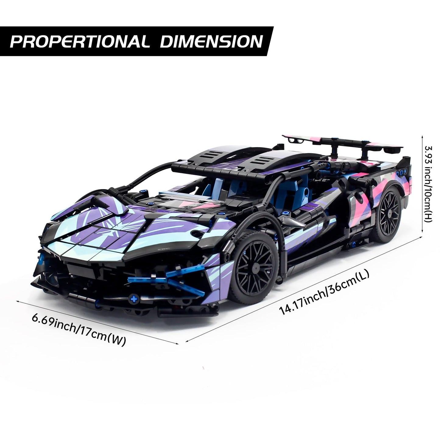 Mocbropcs Remote Control Car Building Set, 1:14 Technical Sports Racing Car Building Kit, With Motors And Rechargeable Battery,