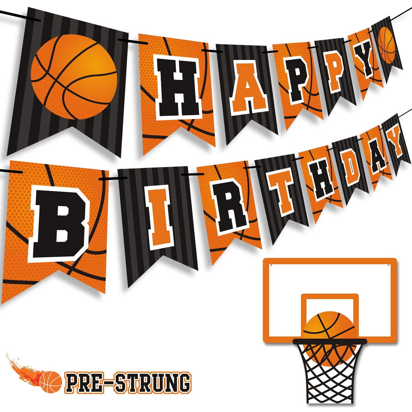 Basketball Happy Birthday Banner Slam Dunk Party Decoration Supplies Kids Teenagers Boys B-Day Photo Prop Pennant Ideas No Diy R
