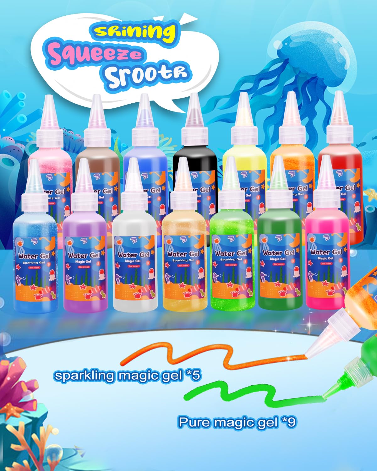 Juqueasy Magic Water Elf Toy Kit, Aqua Fairy Water Gel Kit for Kids with 12 Magic Gels and 12 Molds, Birthday Gifts, Arts & Craf
