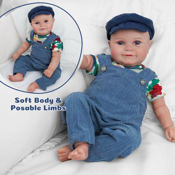 BABESIDE Reborn Baby Dolls Boy - 20 inch Handmade Realistic Soft Vinyl Body Life Like Realistic Newborn Baby Dolls for Girls Boy