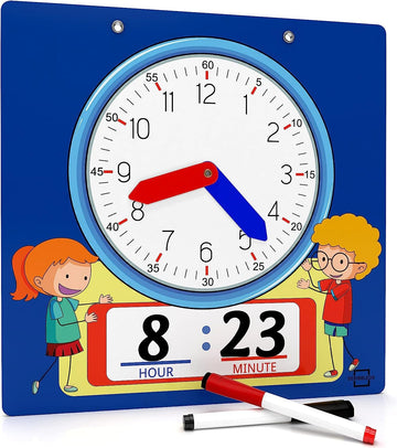 Scribbledo Writable Dry Erase Learning Clock For Kids Write & Wipe Demonstration Clock For Kids Learning To Tell Time Classrooms