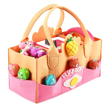 Pisosn Portable Carrying Case Compatible With Toniebox Starter Set And Tonies Figurines,Travel Felt Cloth Musical Toy Folding Bag For Toniebox Accessories (Pink Pattern)