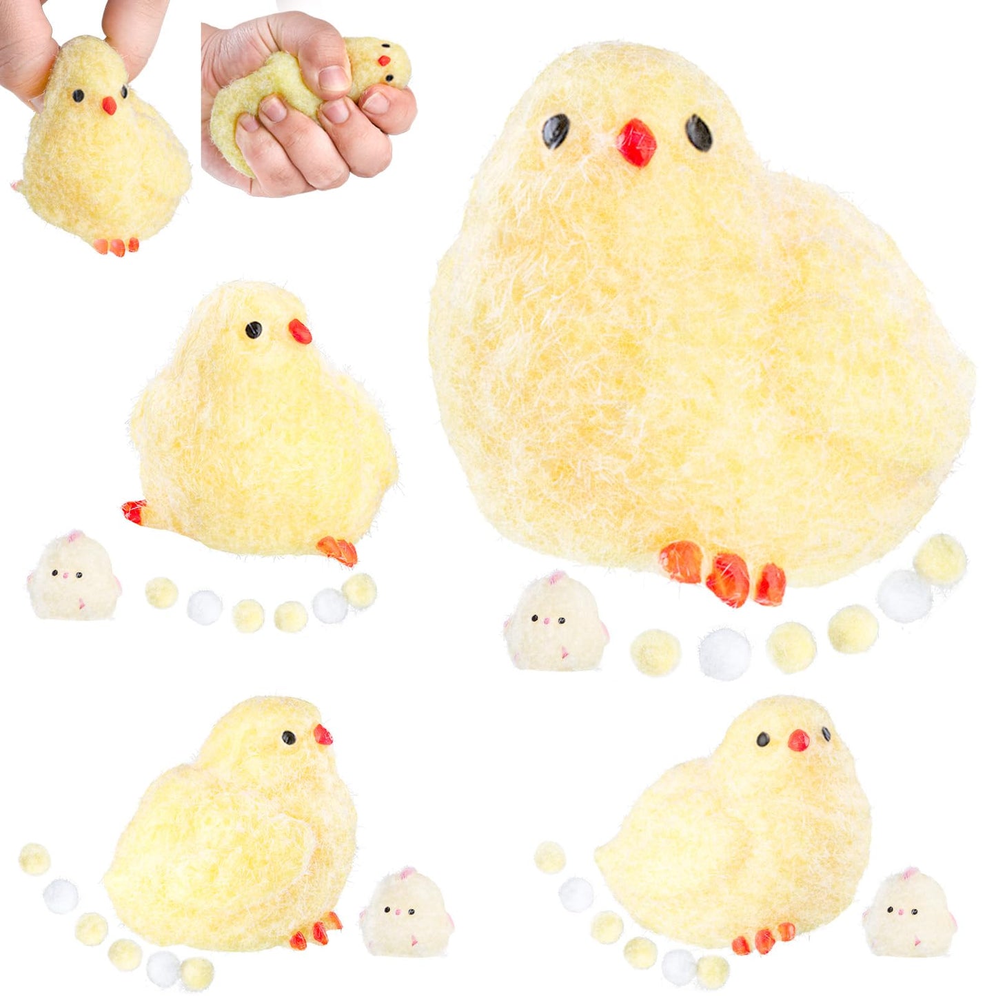 Peotclola 4 Pack Handmade Chick Taba Squishy Toys Soft Squishy Fidget Toys Squeeze For Stress Relief(Chicken)