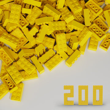 Webrick Classic Bulk Brick Block 2X4, 200 Piece Building Brick Yellow, Compatible With Lego Parts And Pieces 3001, Creative Play