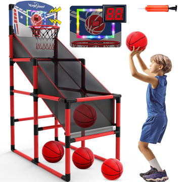 Eaglestone 63In Kids Arcade Basketball Hoop Indoor, Led Scoreboard Basketball Arcade Game Set For Outdoor With Cheer Sounds, Kids Basketball Toys For Boys Girls Age 3-5 5-7 4-8