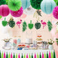 Adlkgg Tropical Flamingo Palm Leaf Banner Party Decorations, Hanging Paper Fans Paper Lanterns Pom Poms Flowers Tissue Tassels F