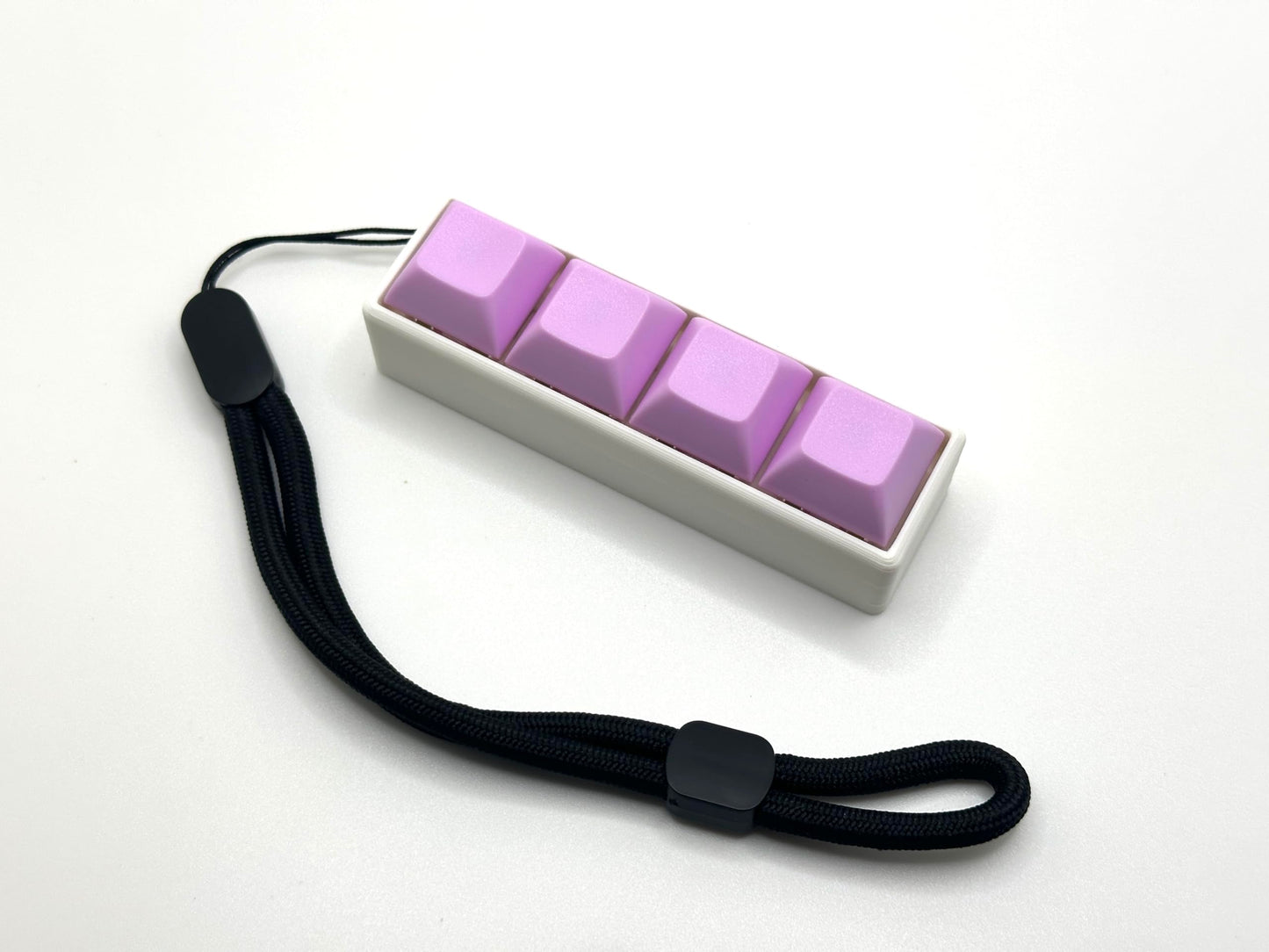 Four-Button Clicky Mechanical Switch Fidget Toy | Stim Toy, Stress Relief, Adhd (White Base, Light Purple Keycaps)