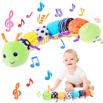 Pau1Hami1ton Baby Toys 0-3-6-12 Months Musical Plush Caterpillar Toy,Newborn Toys with Crinkle and Rattles,Baby Sensory Toys,New