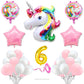 Flyloons 6Th Unicorn Theme Birthday Decoration Kit Pink White For 6 Year Old Baby Boys Girls Kids 5 Pcs Unicorn Theme 30 Pcs Pas