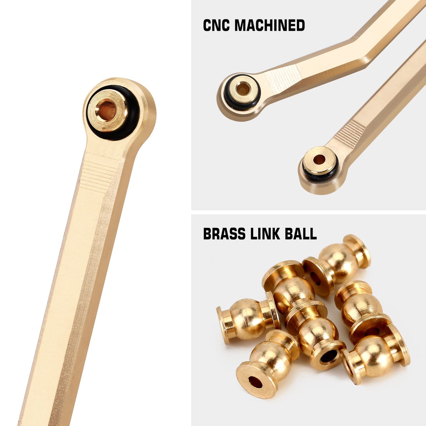 INJORA Brass High Clearance Front 4 Links Set 43g Links Set for SCX24 Gladiator Dodge Power Wagon Axial 1/24 RC Crawler Car, 8PC