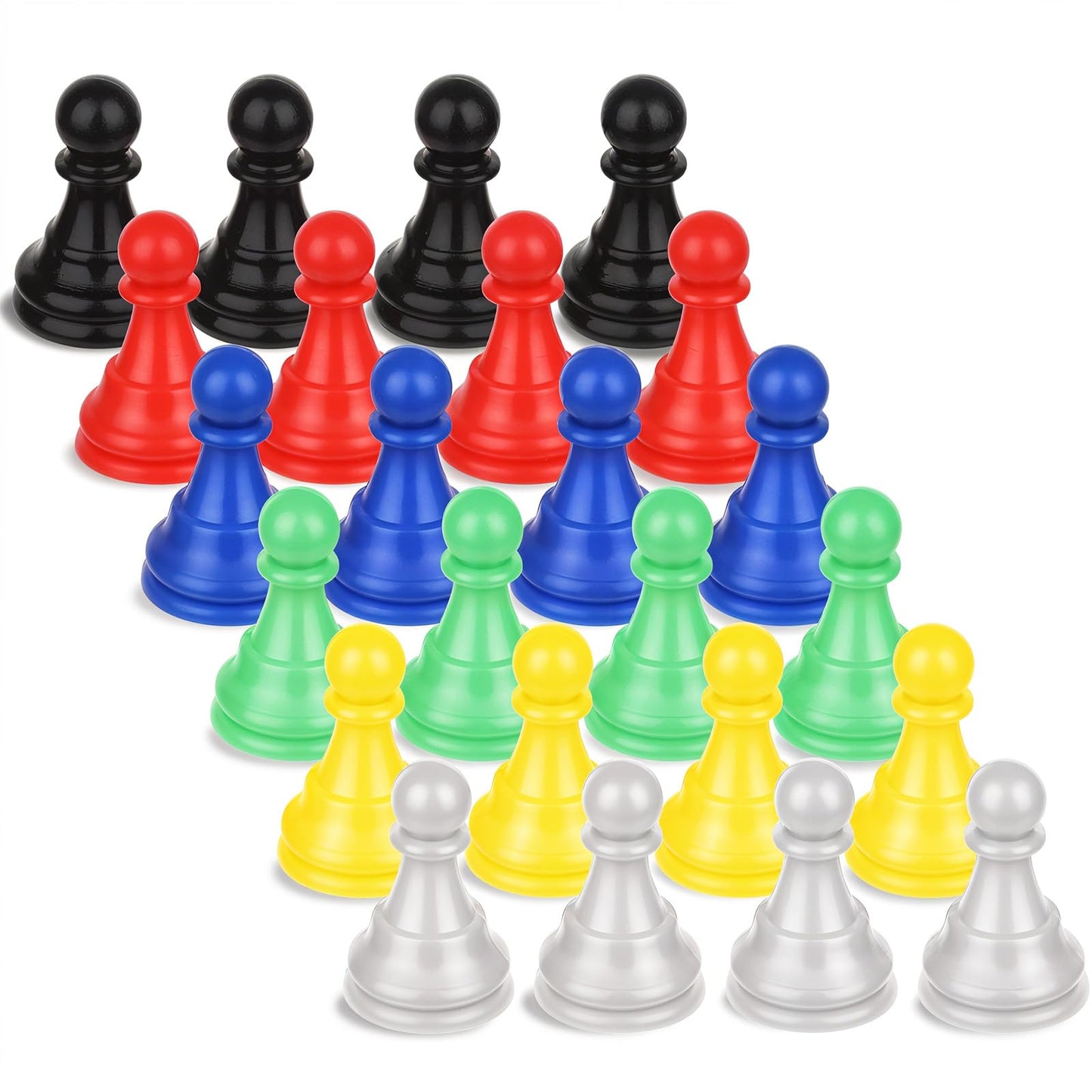 28Pcs Multicolor Board Game Pieces, Game Pawns Include 24 Chess Pieces And 4 Dices Game Pieces For Board Games Plastic Chess Che