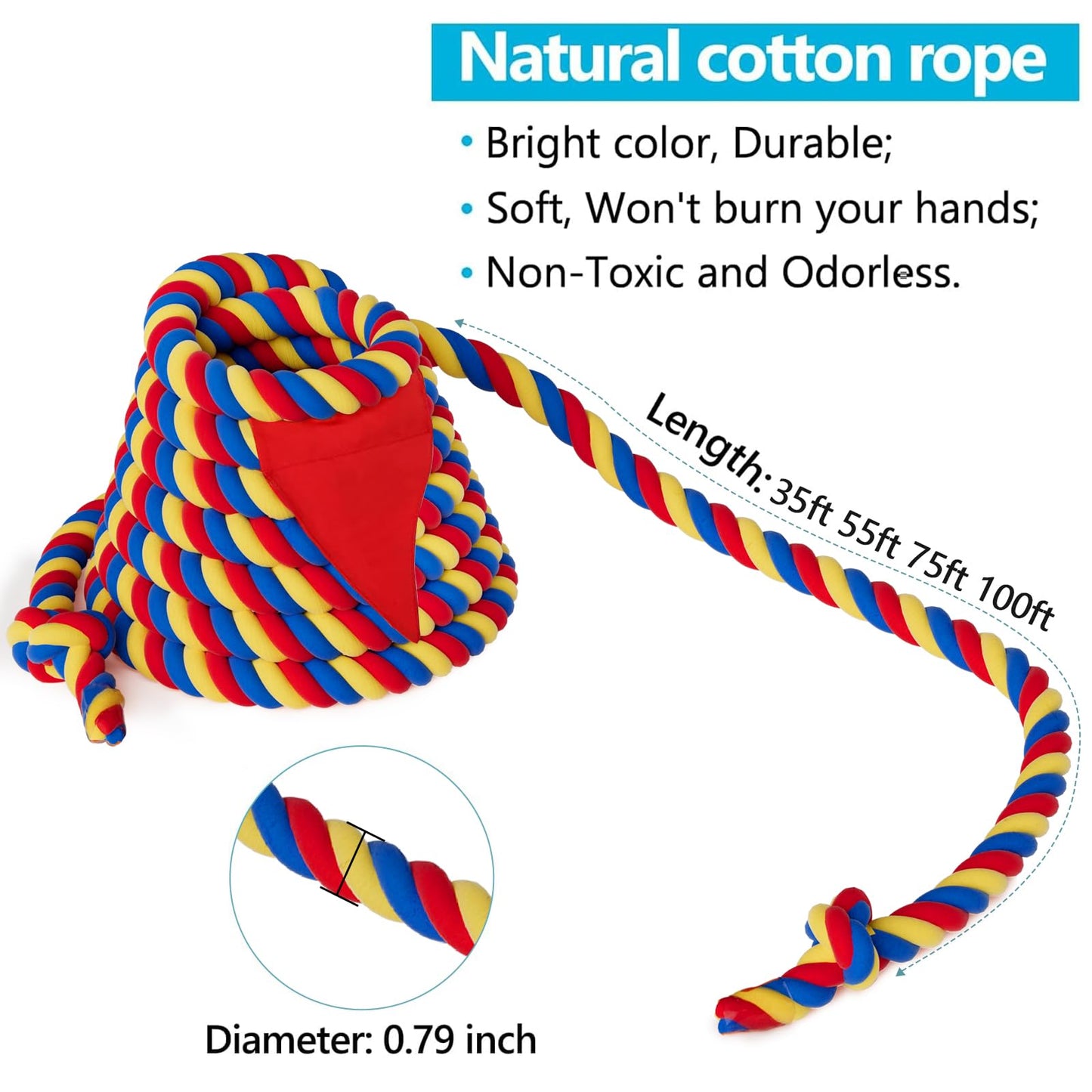 X Xben Field Day Tug Of War Rope For Kids And Adults, Family Reunion Birthday Party Games, Summer Outside Lawn Games, Camping Picnic Carnival Games, Perfect For Team Building Activities 75Ft