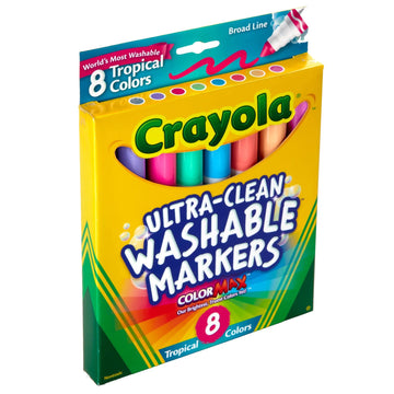 Crayola Washable Markers, Assorted Tropical Colors, 8 Count