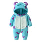 BABWWNIX Toddler Baby Boy Girl Halloween Animal Costume Fuzzy Warm Hooded Romper Funny Cosplay Zip-Up Jumpsuit Outfits Gifts (Bl
