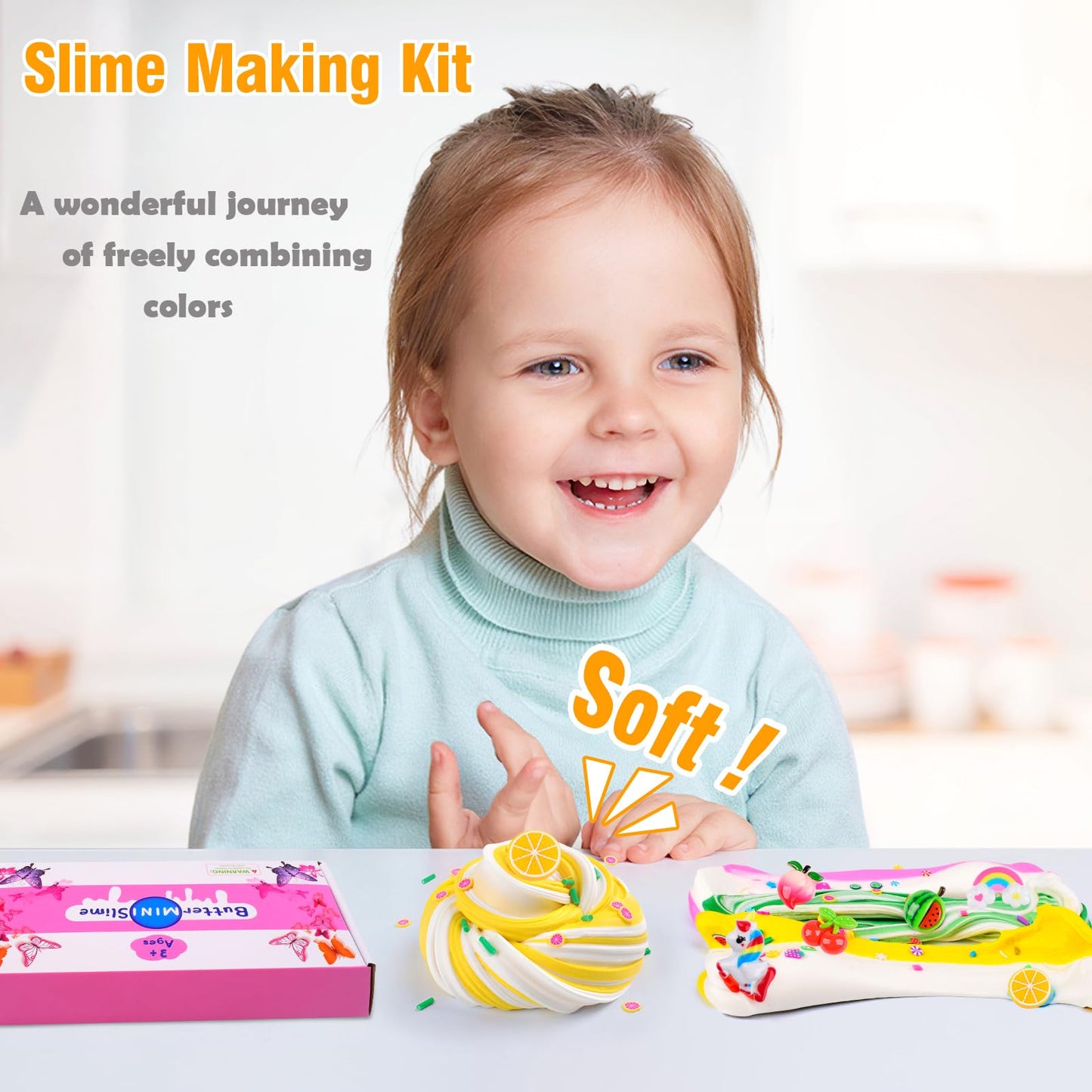 Butter Slime Kit 68 Pack, Non-Sticky And Super Soft Sludge With Cake Sticker, Perfect For Girls Party Favors, Birthday Gifts, Di