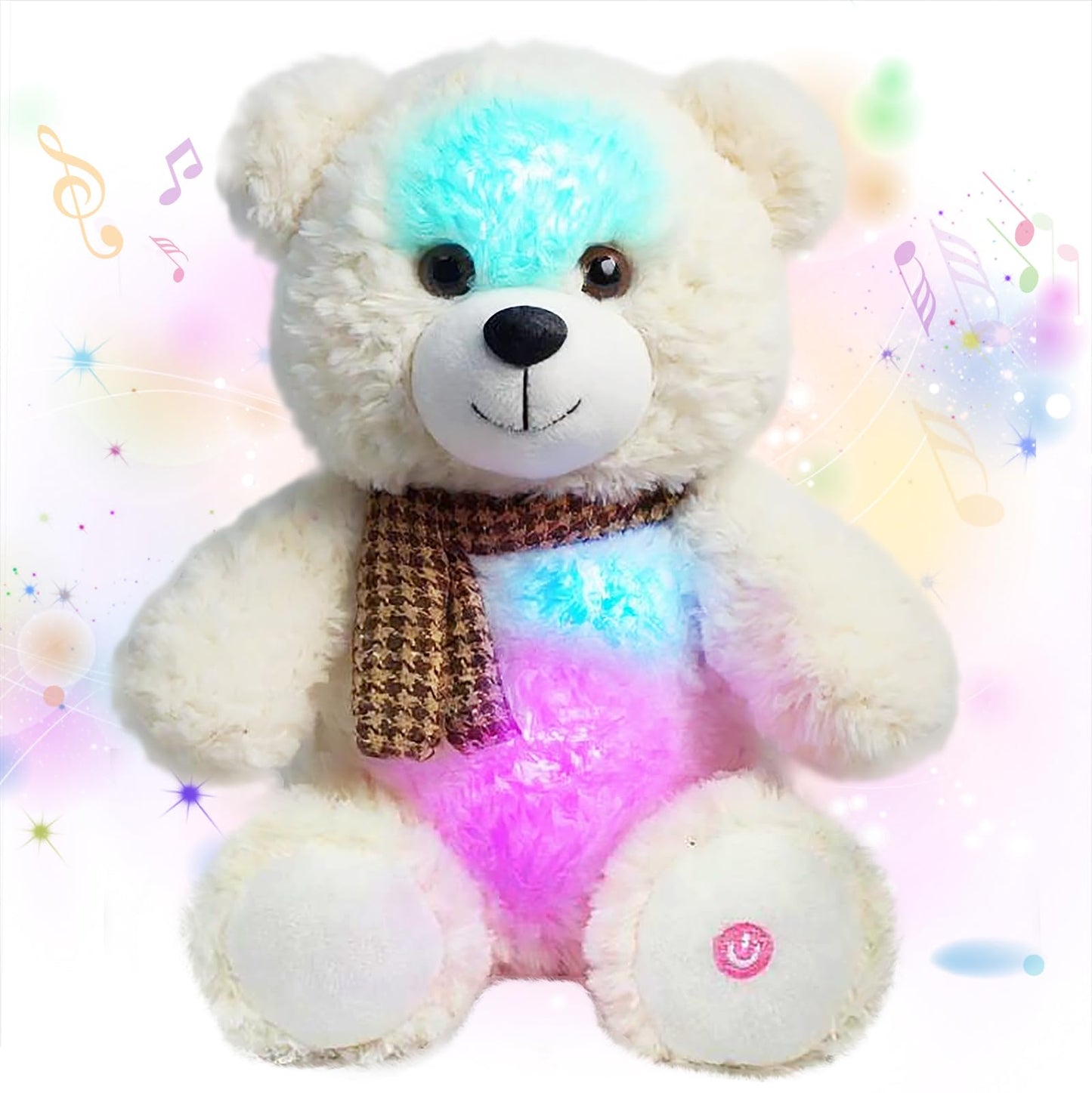Cuteoy Musical Plush Polar Bear Stuffed Animal Glowing LED Light-up Nightlight Toys Singing Lullabies Birthday Christmas Plushie