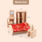 5 Set Dollhouse Furniture Accessories Wooden Bathroom/Living Room/Dining Room/Bedroom/Kitchen House 6 Family Doll Decoration Pretend Play Kids Christmas Birthday Gifts For Girls Toys 40 Pcs
