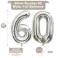 LHOAVWE 40 Inch Silver 60 Foil Mylar Balloons - Jumbo Digital Number 60 for Birthday Party & Anniversary Decorations