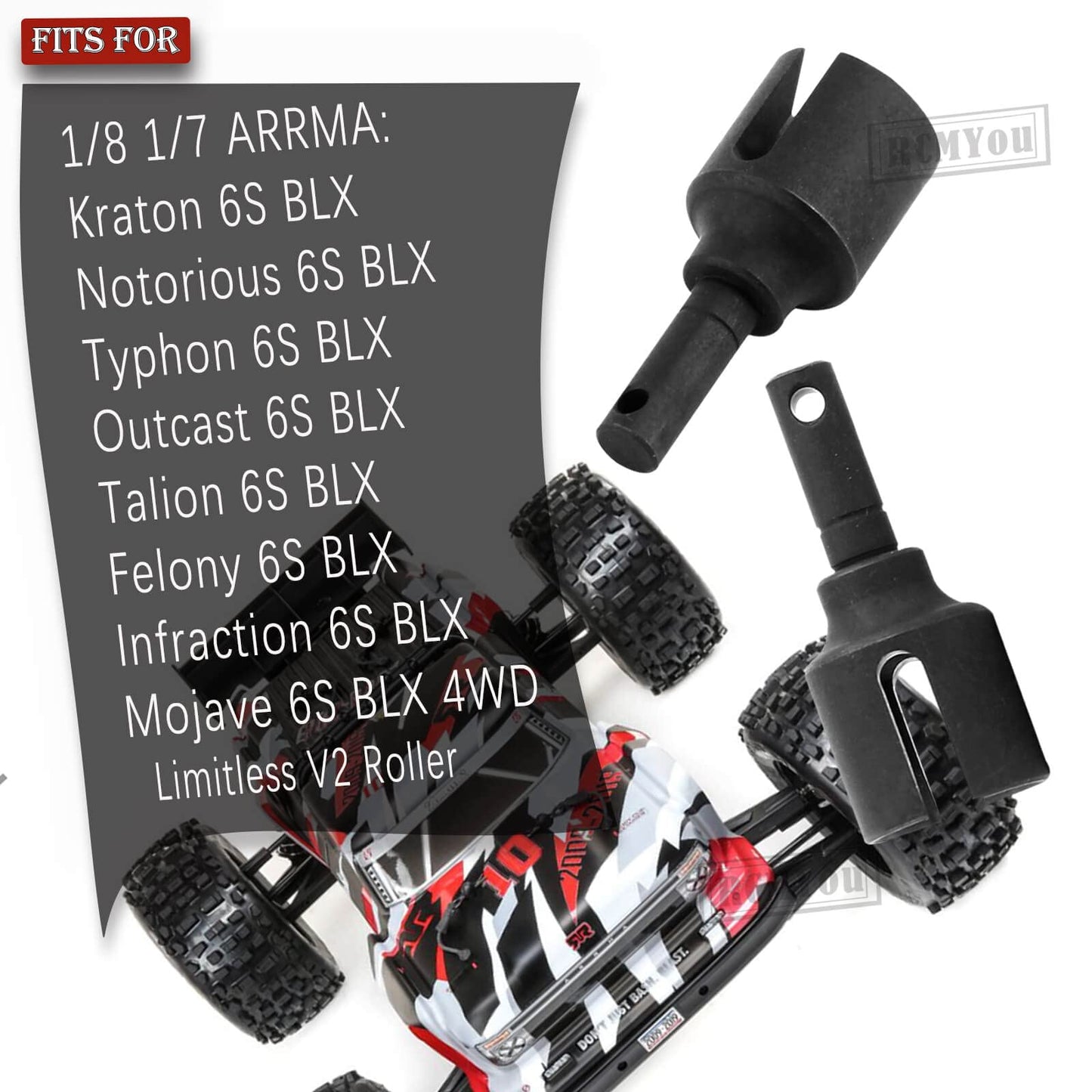 RCMYou Diff Outdrives Upgrades Part for 1/8 ARRMA Kraton Notorious Outcast Talion Typhon 6S BLX 4WD,1/7 Felony Infraction Mojave