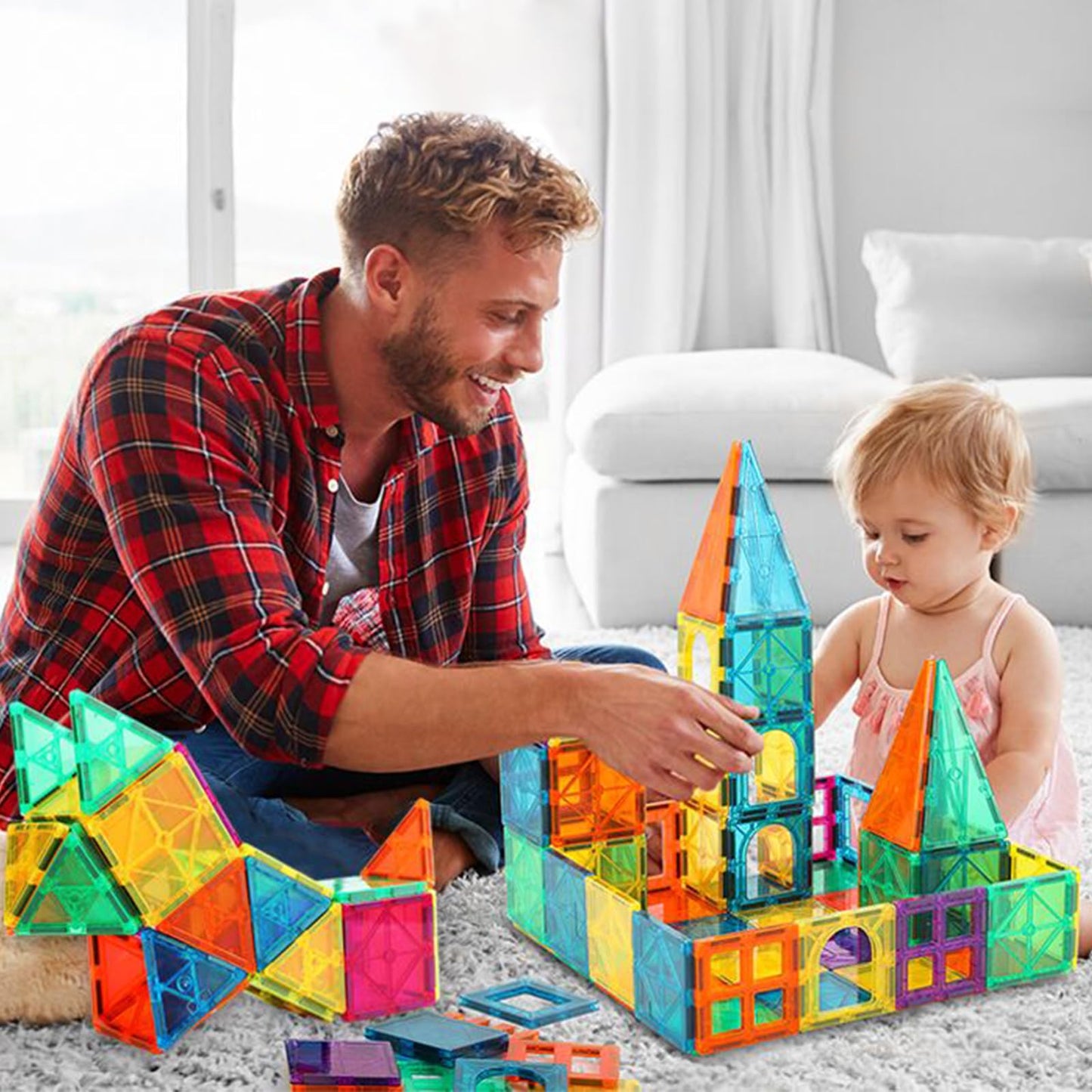 Bmag Magnetic Building Blocks Set, 36pcs 3D Plastic Tiles, Multicolored STEM Toys for Kids 3+ - Model BG23-36