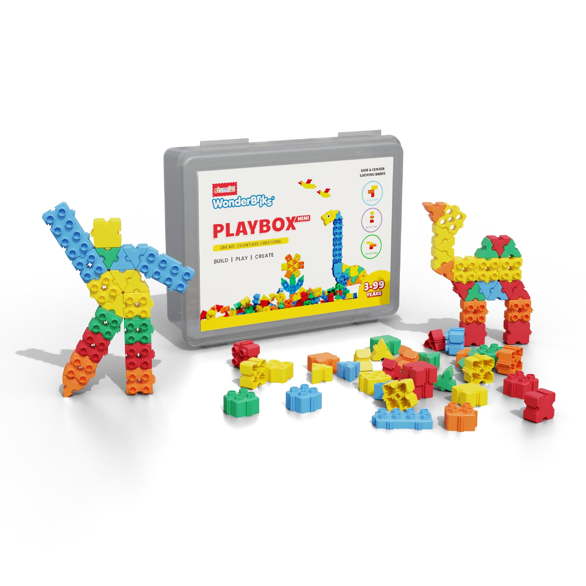 Wonderbriks Play Box Mini  Age: 399 | Pieces: 35 | Play Type: OpenEnded Building | Blocks  Early Learning  Screen Free  Pr