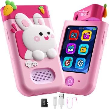 Kids Smart Phone Toy, Christmas Birthday Gift For Kids Ages 3-10, Touchscreen Toddler Play Phone With Rotating Camera, Learning