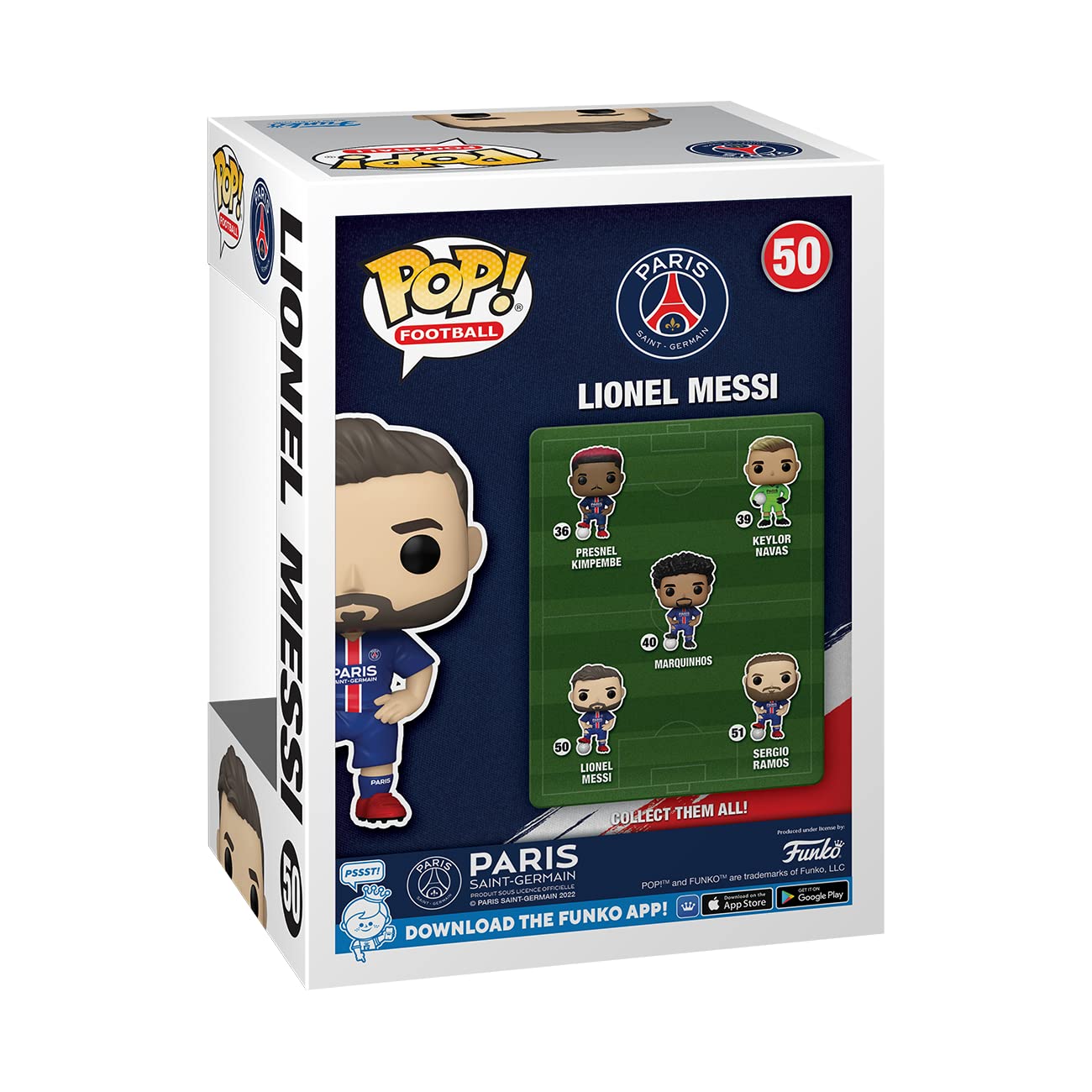 Funko Pop! Football Lionel Messi Figure - 3.75" Vinyl, Paris Saint-Germain, Blue, Model 67389