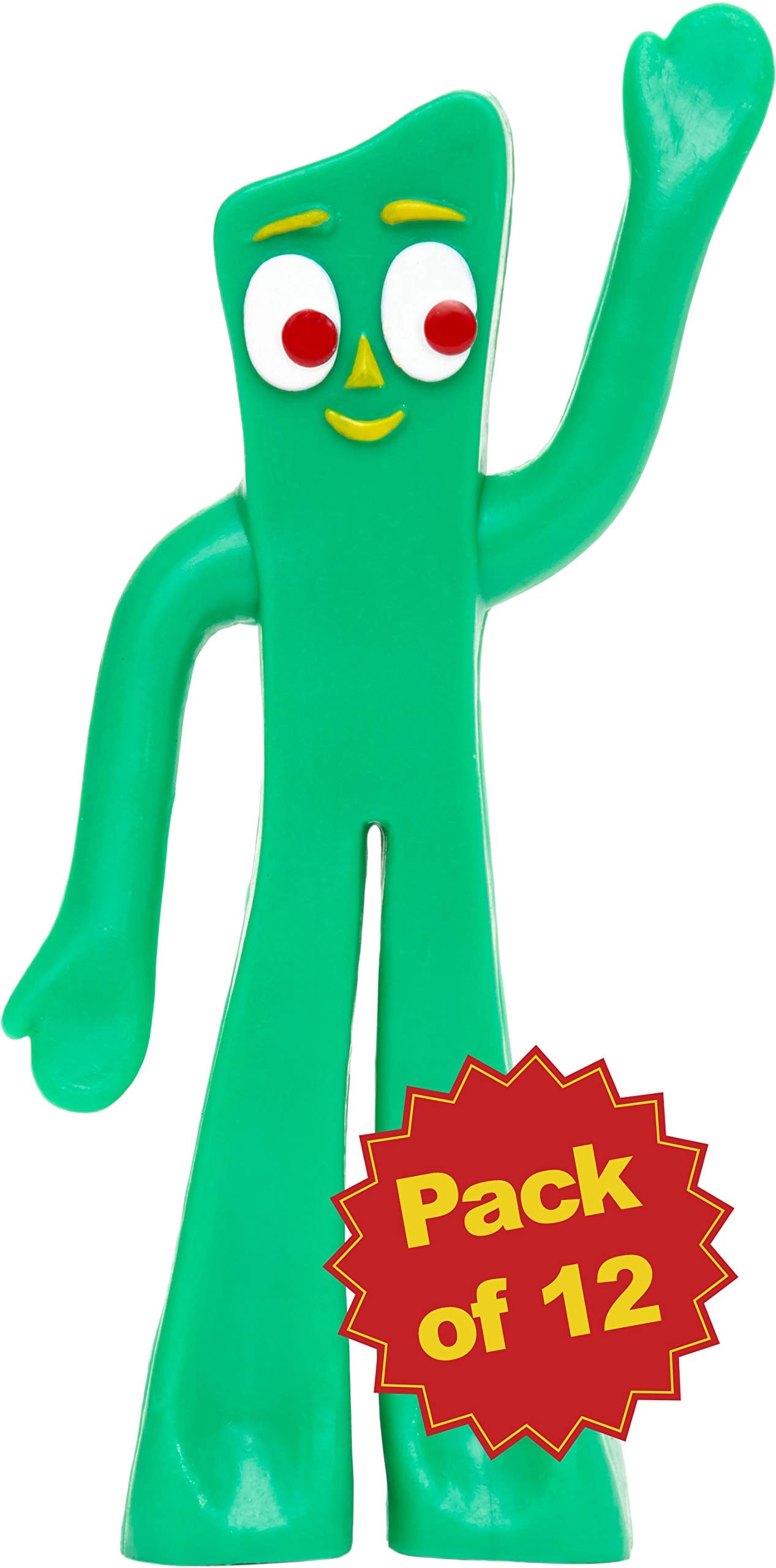 NJ Croce Gumby Mini Figures - 3-inch Bendable Plastic Toys, Green, Pack of 12, Model GP-106-H