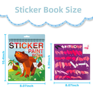 2Pcs Crafts For Kids Ages 4-8,8-10 Sticker Paint Number Books Sticker Books For Kids Animal And Ocean Stickers For Kids Birthday Easter Party Favor Road Plane Car Travel Activity (Ocean+Animal)