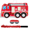 Fire Truck Piata with Hanging Loop Blindfold Bat and Confetti Filler for Kids Boys Firefighter Firetruck Theme Birthday Party De